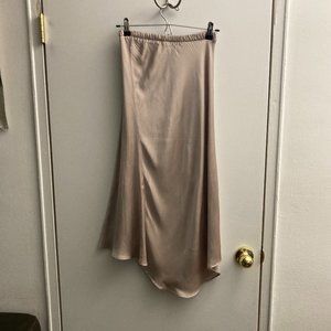 Zara silky cream asymmetrical midi skirt